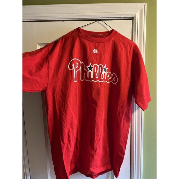 Hunter Pence #3 Philadelphia Phillies MLB Majestic Jersey Tee ADULT LARGE - Picture 4 of 4